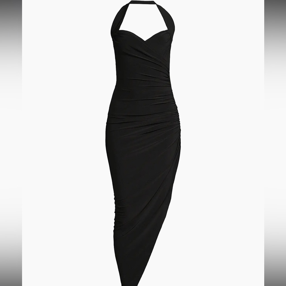 Norma Kamali Womens Cayla Side Drape Gown
